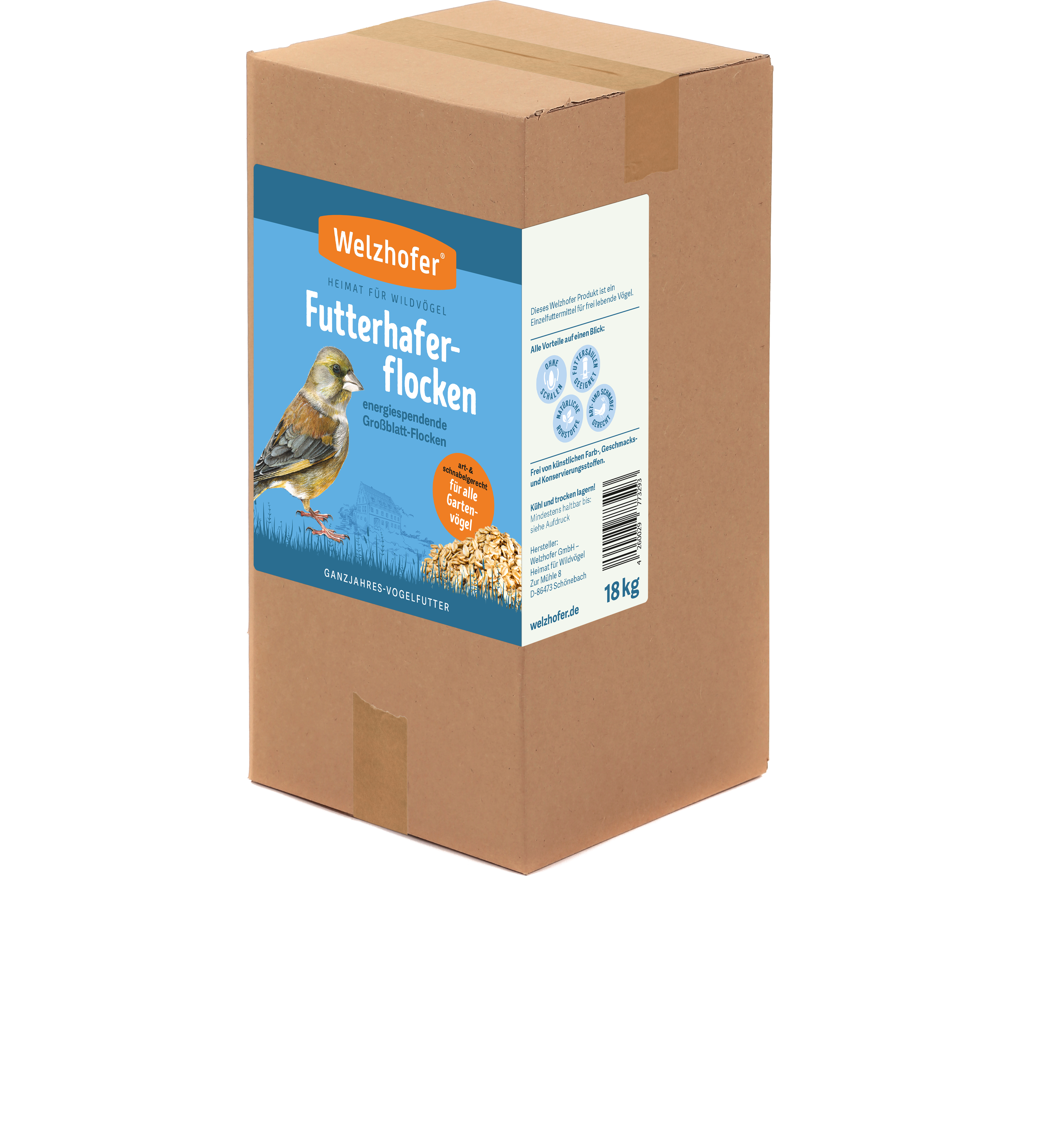 Welzhofer Futterhaferflocken 18kg Karton