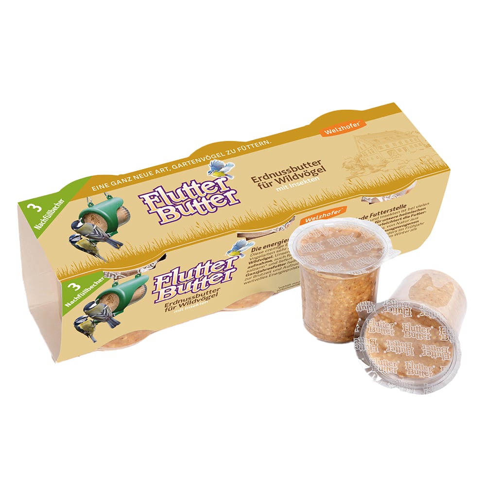 Welzhofer Flutter Butter "mit Insekten" 3er Pack, 3 x 140 g Nachfüllpack