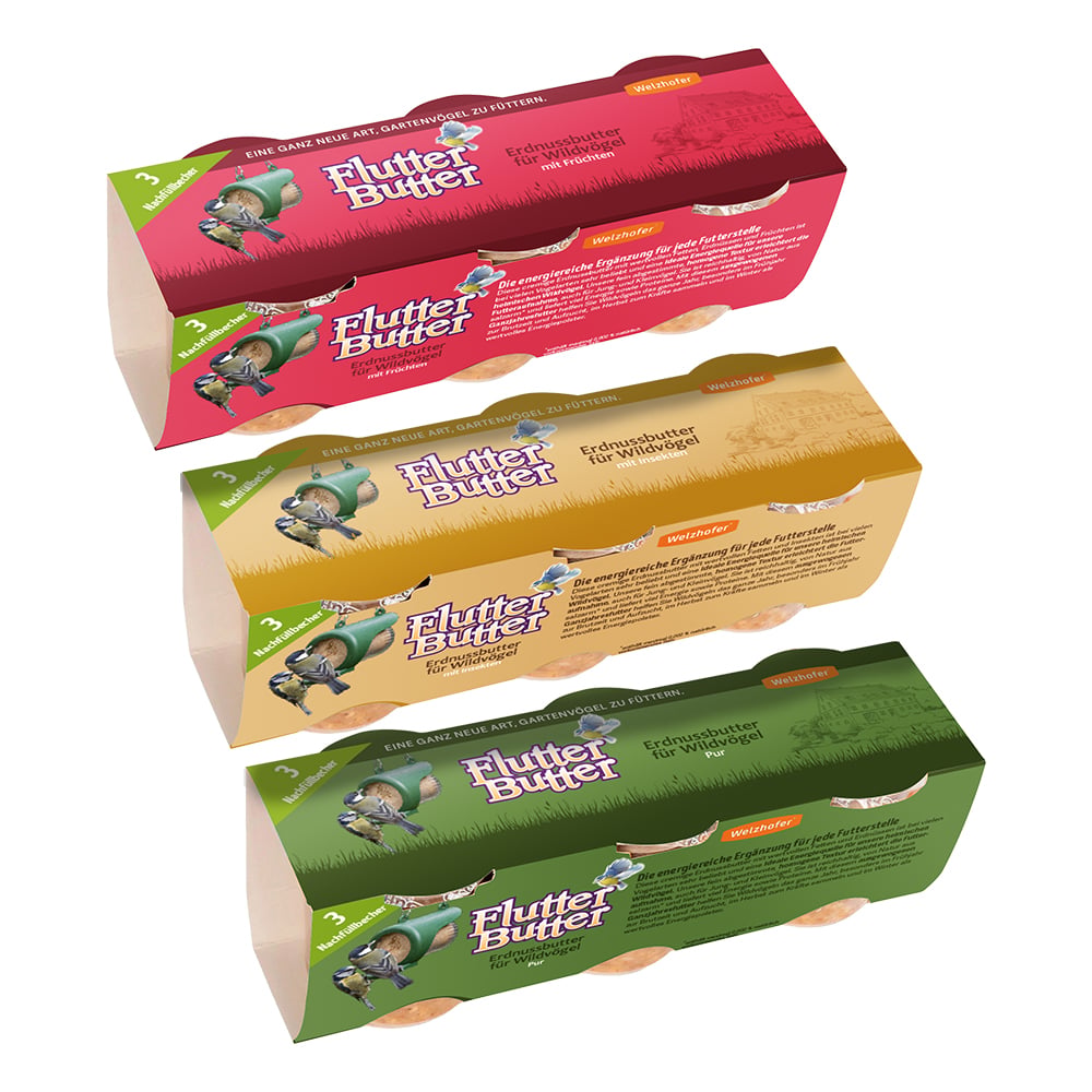Welzhofer Flutter Butter 3er Pack, 3 x 140 g Nachfüllpack